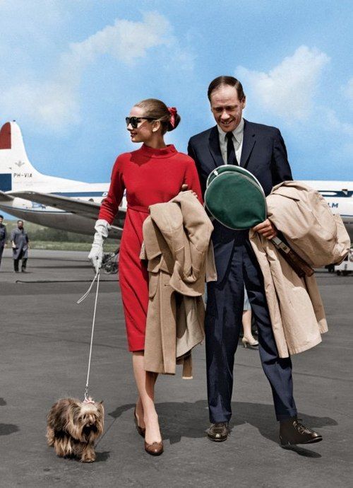 sabrinagolightlyy:
“Audrey, Mel and her dog Mr. Famous arrive in Zurich, Switzerland, May 1959.
”