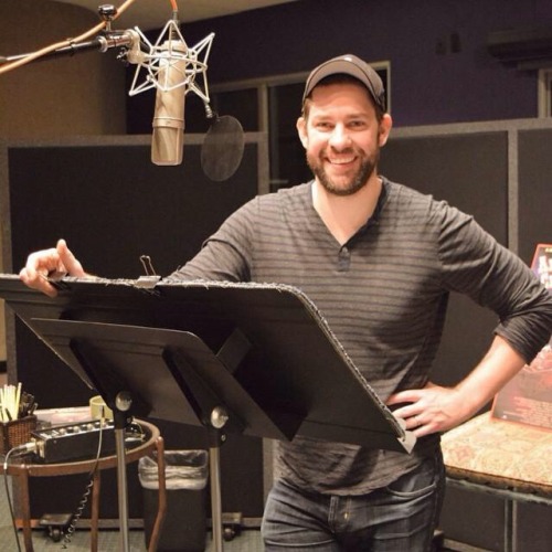 “John Krasinski in the studio, doing voice work for the character of Owen.
”