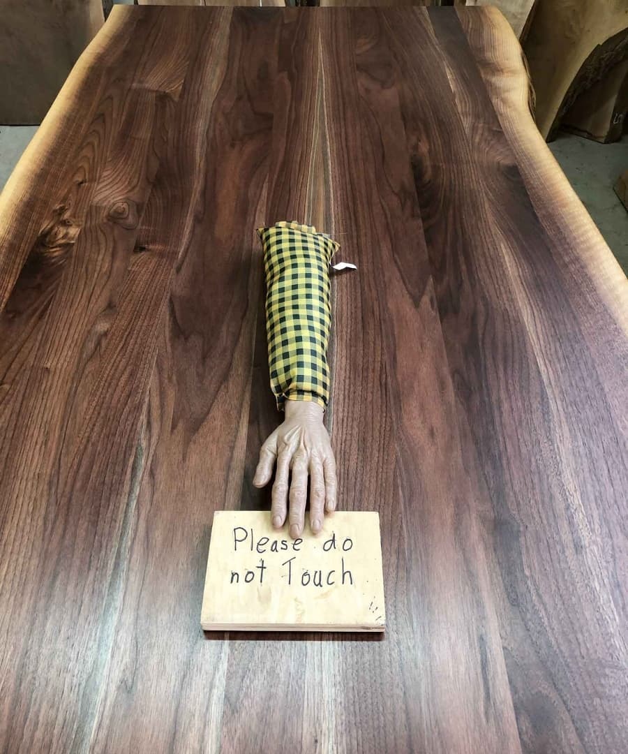 <p>When you finish a project and have to keep the piece at the shop for a while before delivery,……..</p>
<p>Shawn at the Toronto shop came up with this one - this is what happened to the last person that marked a finished table :)</p>
<p> (at Barnboardstore.com)<br/>
<a href="https://www.instagram.com/p/BsVpPehBNpU/?utm_source=ig_tumblr_share&igshid=1h13b7ba1wy8n">https://www.instagram.com/p/BsVpPehBNpU/?utm_source=ig_tumblr_share&igshid=1h13b7ba1wy8n</a></p>