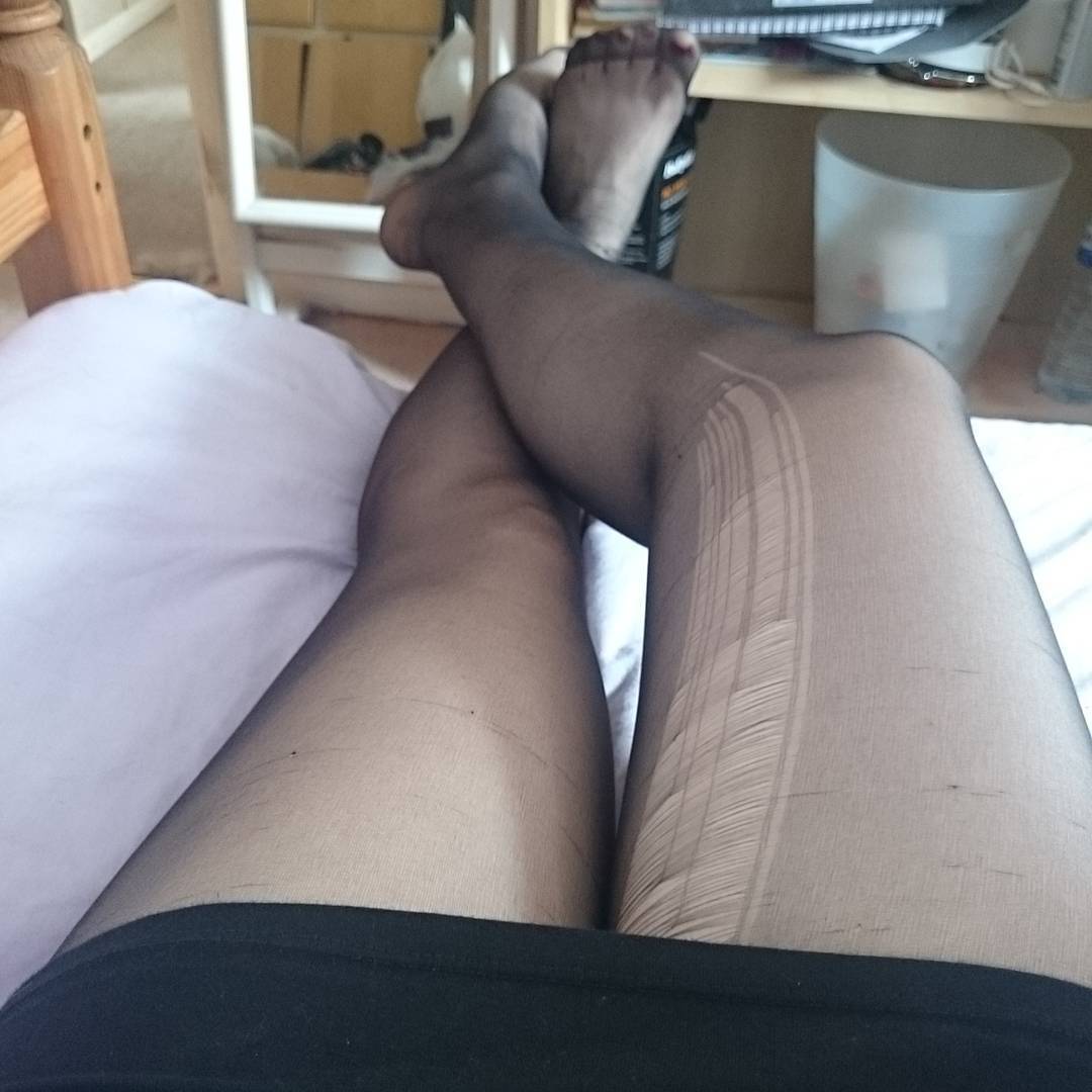 Tan pantyhose between the legs
