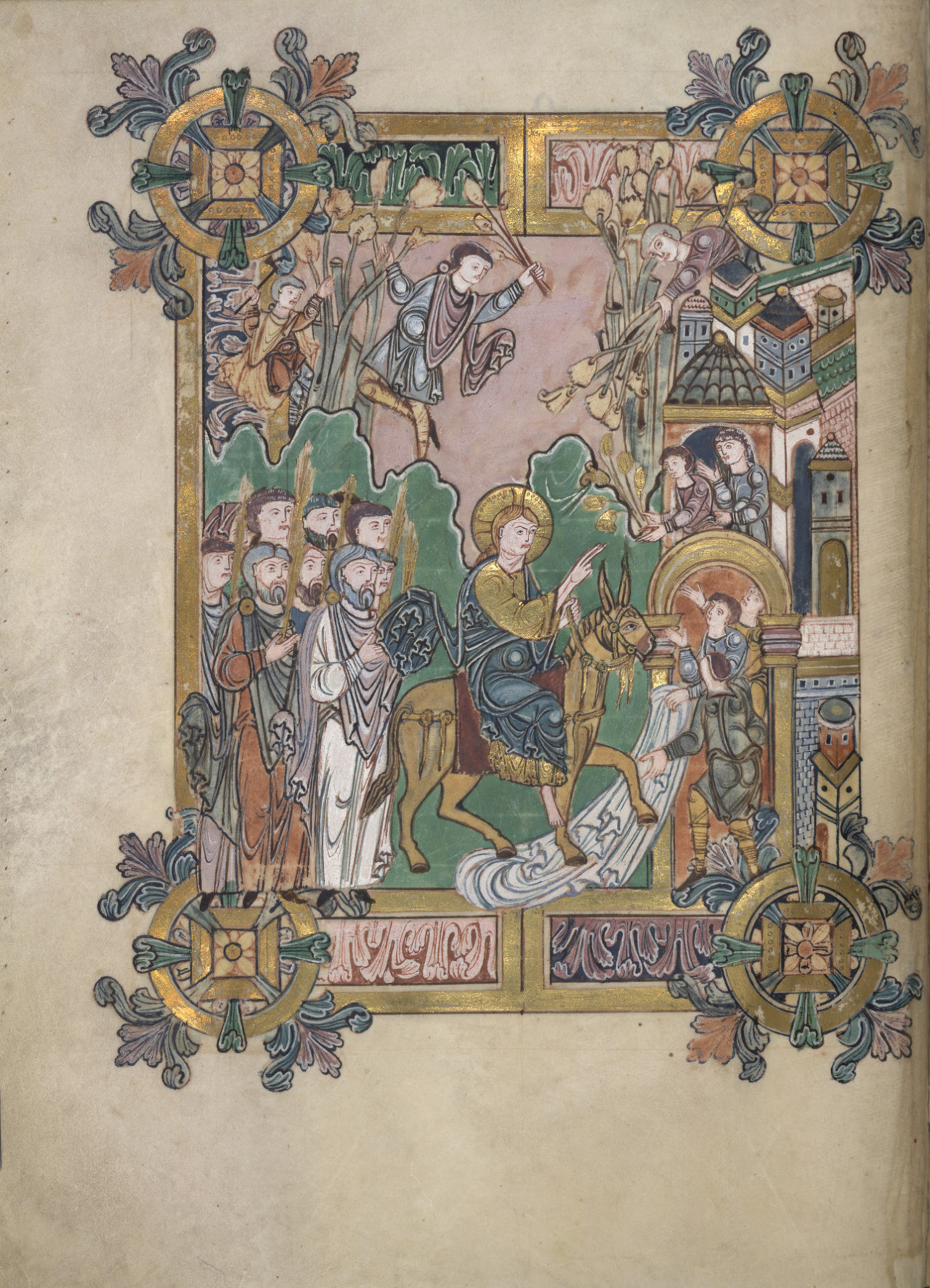 kutxx:
“1.
Christ’s entry into Jerusalem. The Benedictional of St Æthelwold. (Anglo-Saxon Winchester School of illumination)
10th century, miniature, British Library, London
”