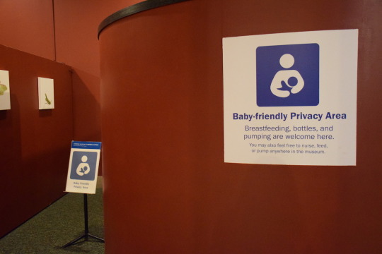 Signage showing baby-friendly privacy area
