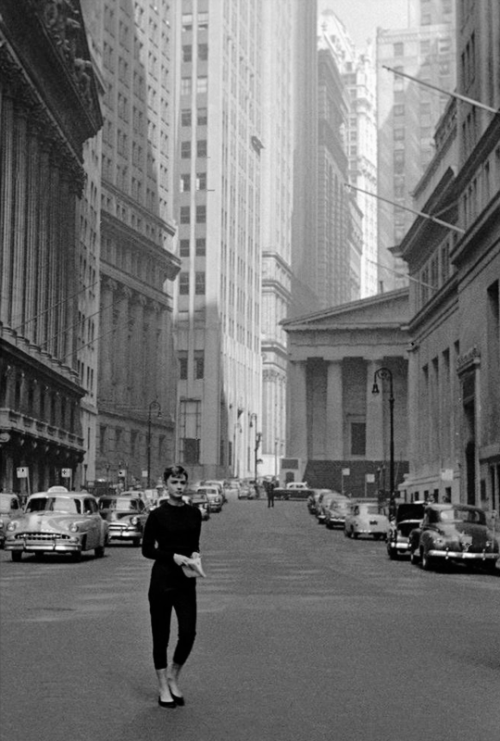 vintagegal:
“ Audrey Hepburn photographed by Dennis Stock during the filming of Sabrina, NYC, 1954
”