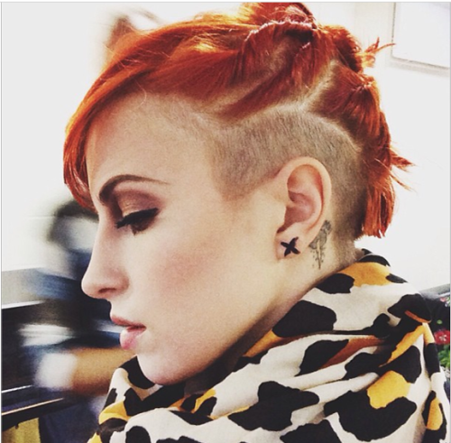 Hayley Williams red hair with slight undercut.