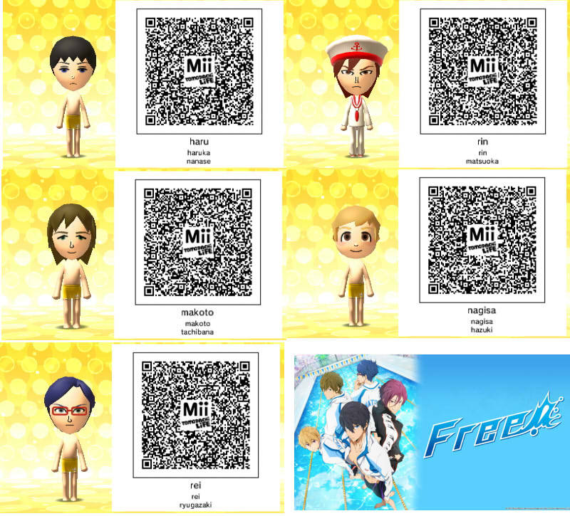 Here are some mii QR codes for famous cartoon/anime characters I made! 