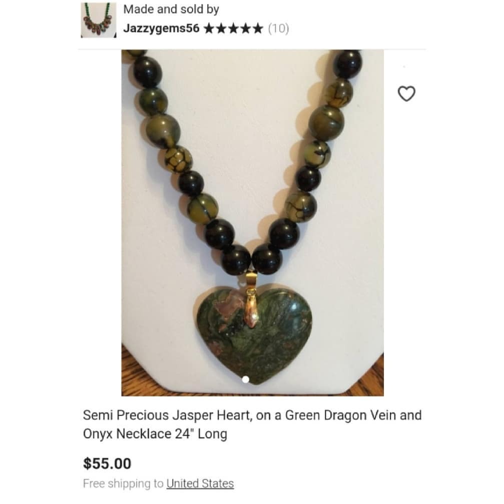 <p>#SmallBizSat<br/>
#featuredbusiness<br/>
From Jazzygems56 on #Etsy<br/>
With 10 positive feedbacks. @chimaira <br/>
Semi Precious Jasper Heart, on a Green Dragon Vein and Onyx Necklace 24" Long</p>
<p>#freeshipping #jasper #dragonvein #dragonveinagate #agatejewelry #jasperheart #onyx #onyxnecklace #handmadeheart #handmadenecklace #heart #heartjewelry #kavalon #kavalongilliam #kavalonthatsme #Supportsmallbiz #semiprecious #greenjewelry #greennecklace <br/>
<a href="https://www.instagram.com/p/BpcMr66F3KM/?utm_source=ig_tumblr_share&igshid=13wtsxzsfp728" target="_blank">https://www.instagram.com/p/BpcMr66F3KM/?utm_source=ig_tumblr_share&igshid=13wtsxzsfp728</a></p>
