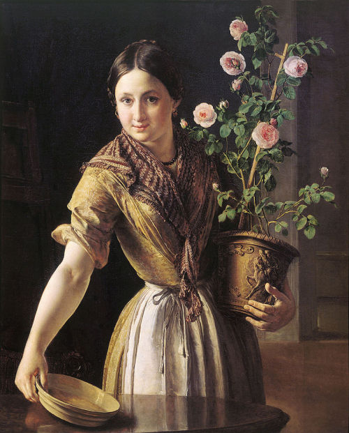 Girl with roses, 1850
“ Vasily Tropinin (1776 – 1857) a Russian Romanticpainter.
”