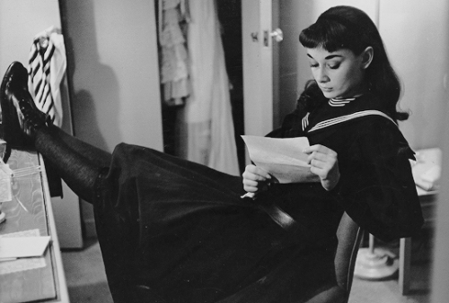 vintagegal:
“ Audrey Hepburn photographed by Larry Fried backstage at Gigi, 1951
”