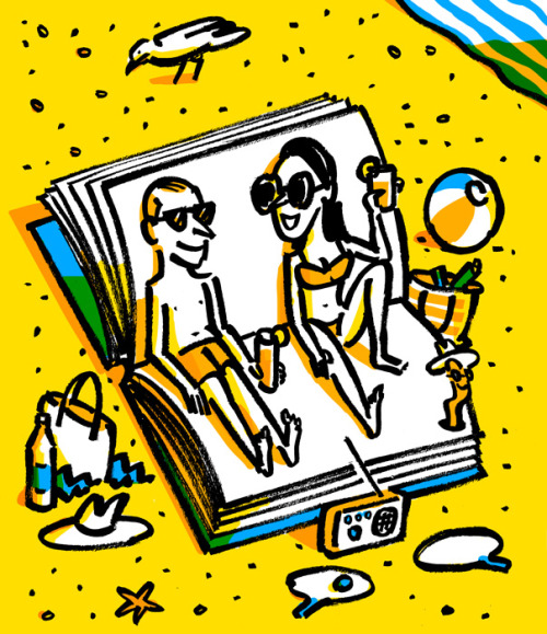 La lectura en la playa es todo un placer (ilustración de Mark Long)