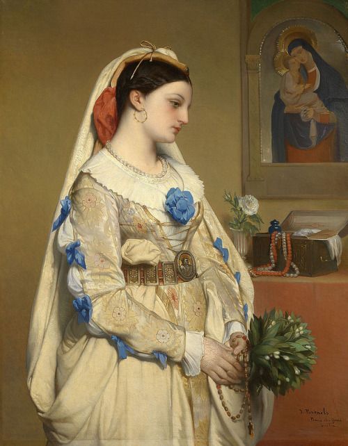 diaryofalandlockedmermaid:

A Sicilian Bride, by Jean Francois Portaels, 1861