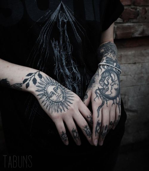 Tattoo tagged with: leaf, moon, hand, sun, wrist 