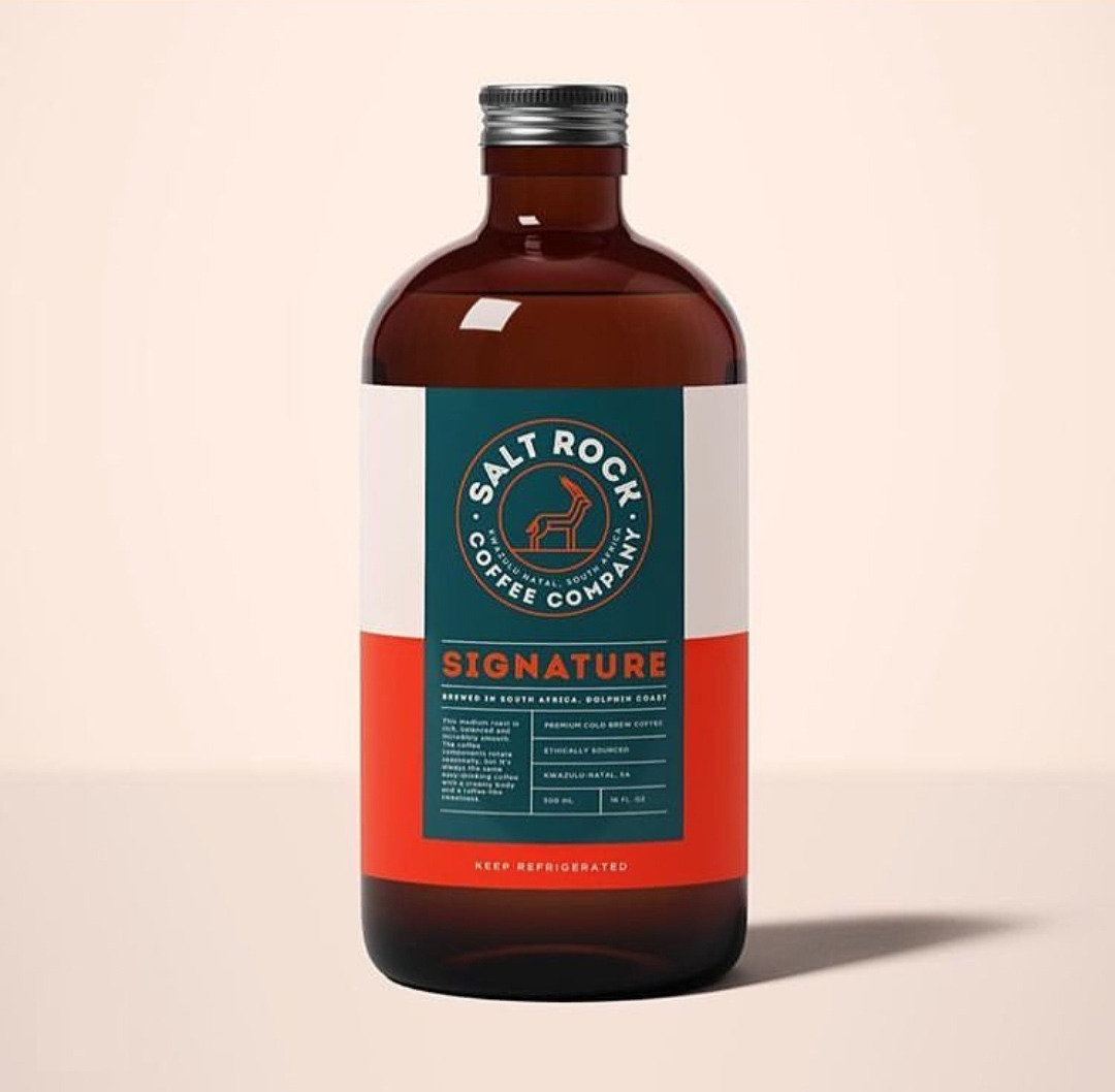 <h2>Salt Rock Coffee Company</h2><p>I love the design architecture used in this label. Nice simple colour palette is also used.</p>