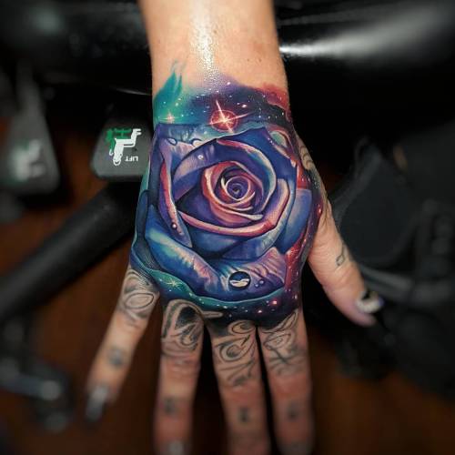 Tattoo tagged with: space, rose, hand, portrait