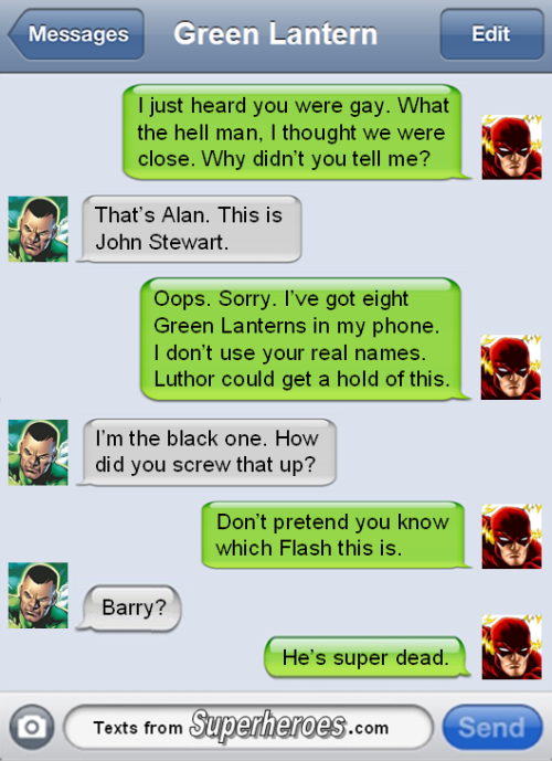 popular dc comics superheroes Green Lantern The Flash flash justice league gl john stewart wally west barry allen TFSH Texts From