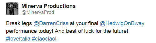 darrenishedwig - Fan Comments and Reviews, and Comments from others, who saw Darren in Hedwig and the Angry Inch on Broadway - Page 3 Tumblr_nrr1prNN4Z1uo6446o1_500