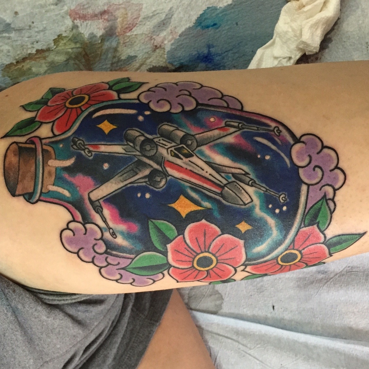 fyeahtattoos com x wing in a bottle by russ morland of fyeahtattoos com x wing in a bottle by russ morland of