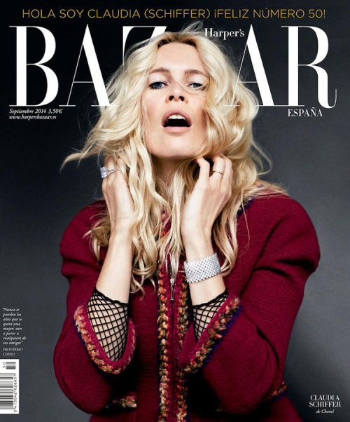 <p>Claudia Schiffer Harper’s Bazaar Spain September 2014</p>