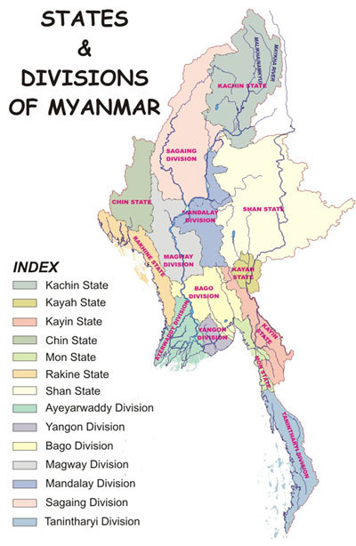 utm map of state and division in myanmar