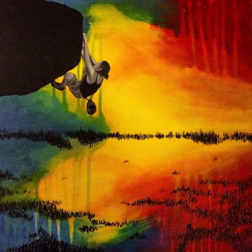 www.boulderingonline.pl Rock climbing and bouldering pictures and news project-climb: Latest climber painting, acrylic on canvas