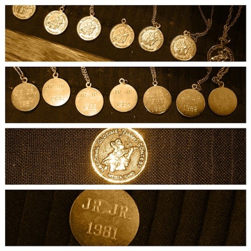 <p>#backintheday #weiser used to give out these sweet little necklaces to all the kid competitors. Here are mine from ‘81 through