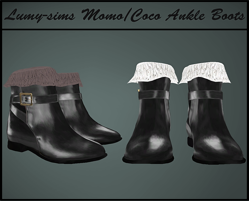 • Coco Ankle Boots• For female• Works with sliders• Custom Catalog Thumbnail• Credits: Momo-sims/Original-SL• DOWNLOAD