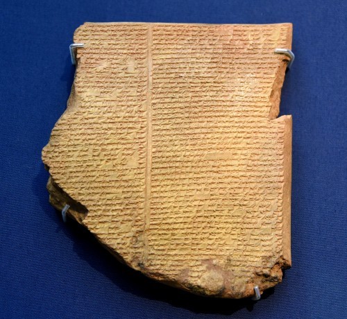 ahencyclopedia:
“ “  THIS is the 11th tablet of the Epic of Gilgamesh. The cuneiform text on this tablet is startlingly similar to the Biblical story of Noah and his ark in the Book of Genesis.
The tablet describes how the god sent a flood to destroy...