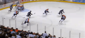 Brian Campbell hits RJ Umberger.