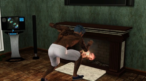 Back at home, Diego entertains himself by playing in the fireplace. You know, because the mixing of flame and excessive body hair is always a great idea if you want to perfume your house in a way that deters anyone from ever visiting you again.
Well...