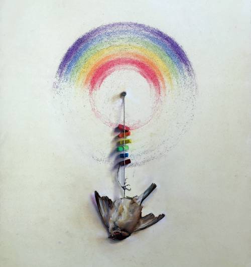 abybweisse:
“abake47:
“ sixpenceee:
“ Sparrow, oil on board, posted by reddit user marksonwalls. This painting is powerful & morbid.
”
Wow this hit me hard
”
It’s much sadder when you realize the stronger “rainbow” on the upper half was caused by the...