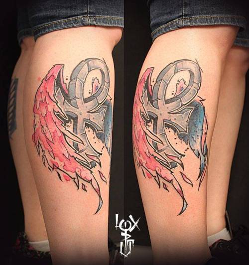 Tattoo Tagged With Leg Loxiput Grey Symbols Black Blue Pink