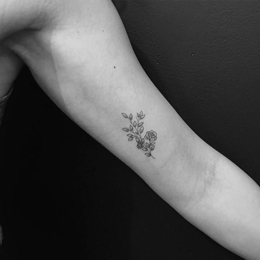 Small flower bouquet on the left inner arm. Tattoo... - Little Tattoos