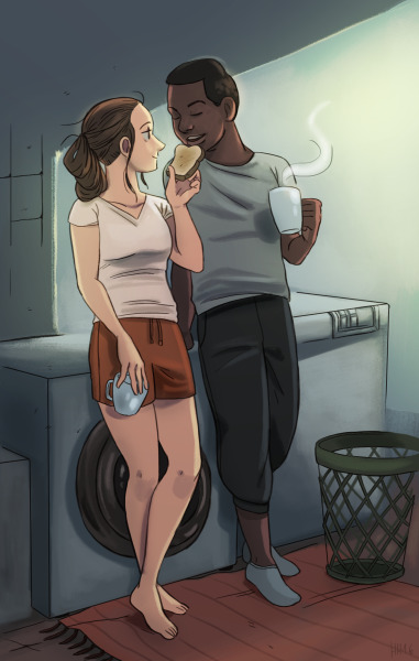 errrbodylovesfinn:“Laundry Day cuteness! I have wanted Finn and Rey in the laundry room for the longest time, and thank you so much to the amazing @hamhammers who drew this beautiful art for me on commission!”