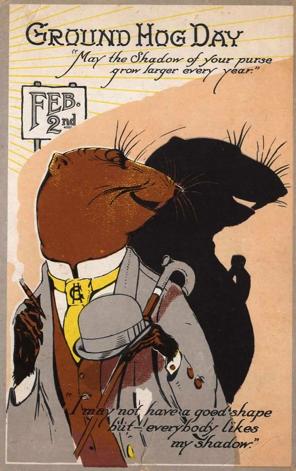 Ground Hog Day postcard - 1910s
