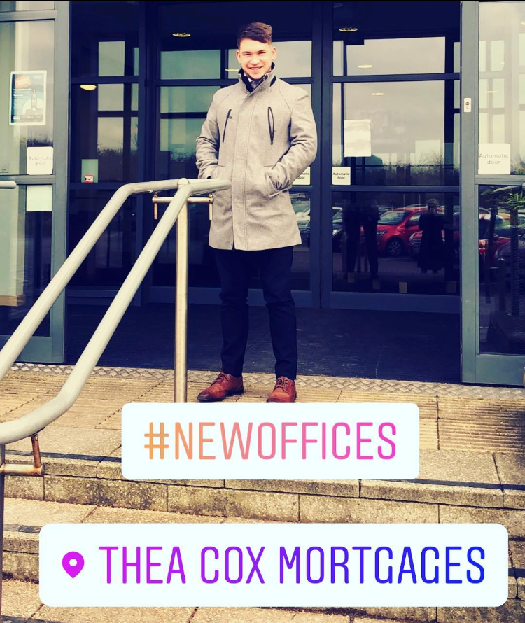 <p>Dean Grainger, Mortgage Advisor outside the new Thea Cox Mortgages office.</p>