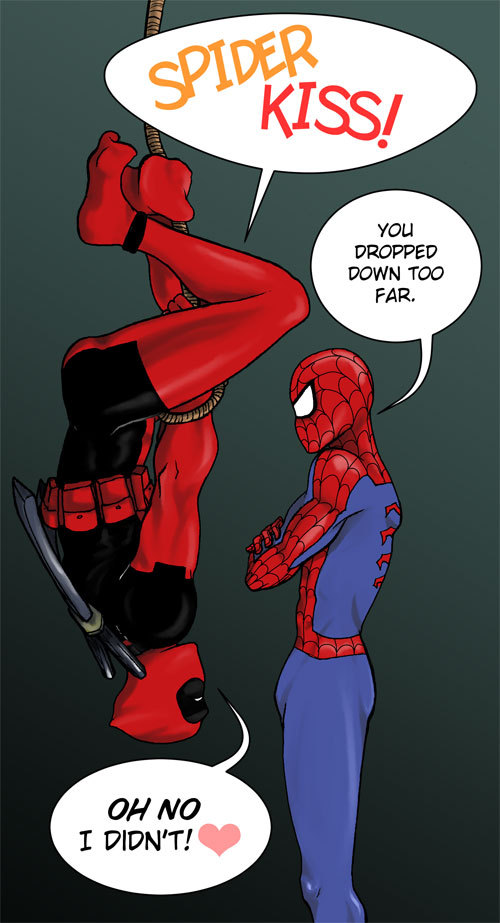 Deadpool & Spiderman kiss