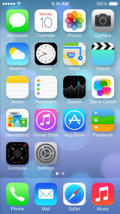 iOS 7 home screen