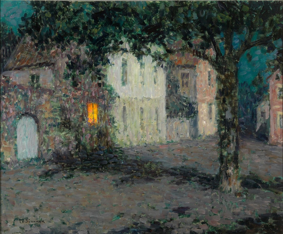 amare-habeo: “ Henri Le Sidaner (French, 1862-1939) Square to Cherbourg at night, 1934 Oil on canvas ”