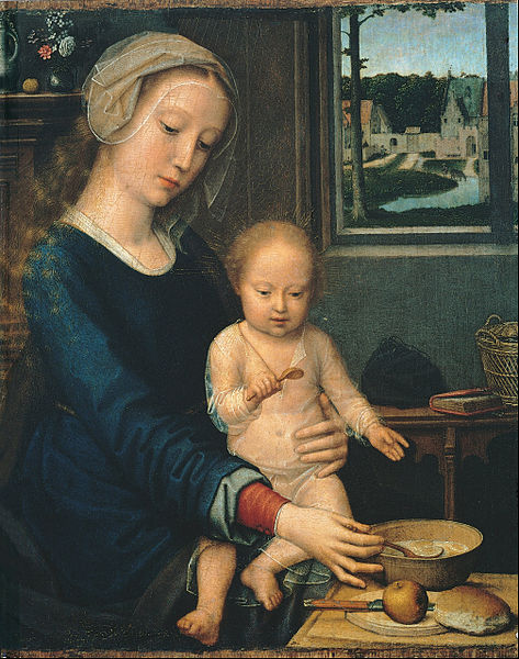 loumargi:
Gerard Davids (ca. 1455-1523) Virgin with the Milk Soup from the Palazzo Bianco in Genoa,
