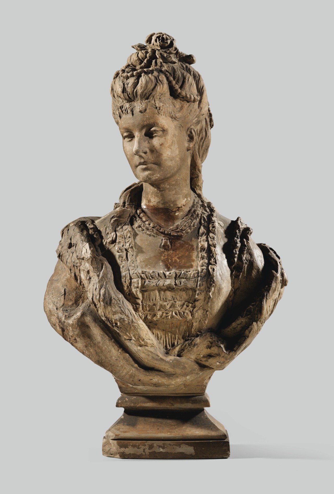 French circa 1870 terracotta bust of a womanProsper DEspinaySothebys