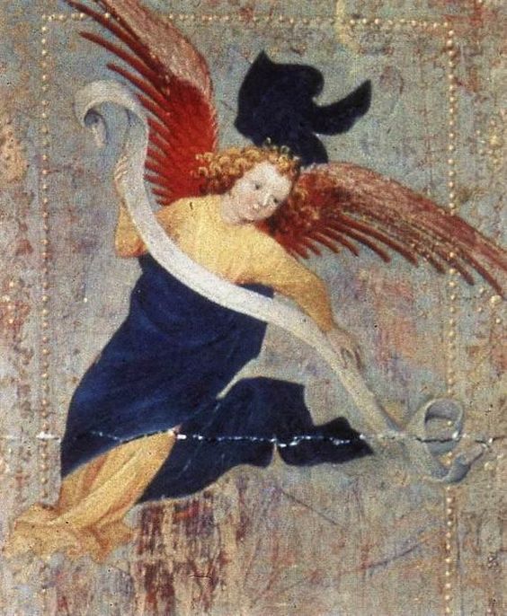 kutxx:
“3.
Melchior Broederlam
Angel. Dijon Altarpice, detail
1393-99, tempera on wood, Musée des Beaux-Arts, Dijon
”