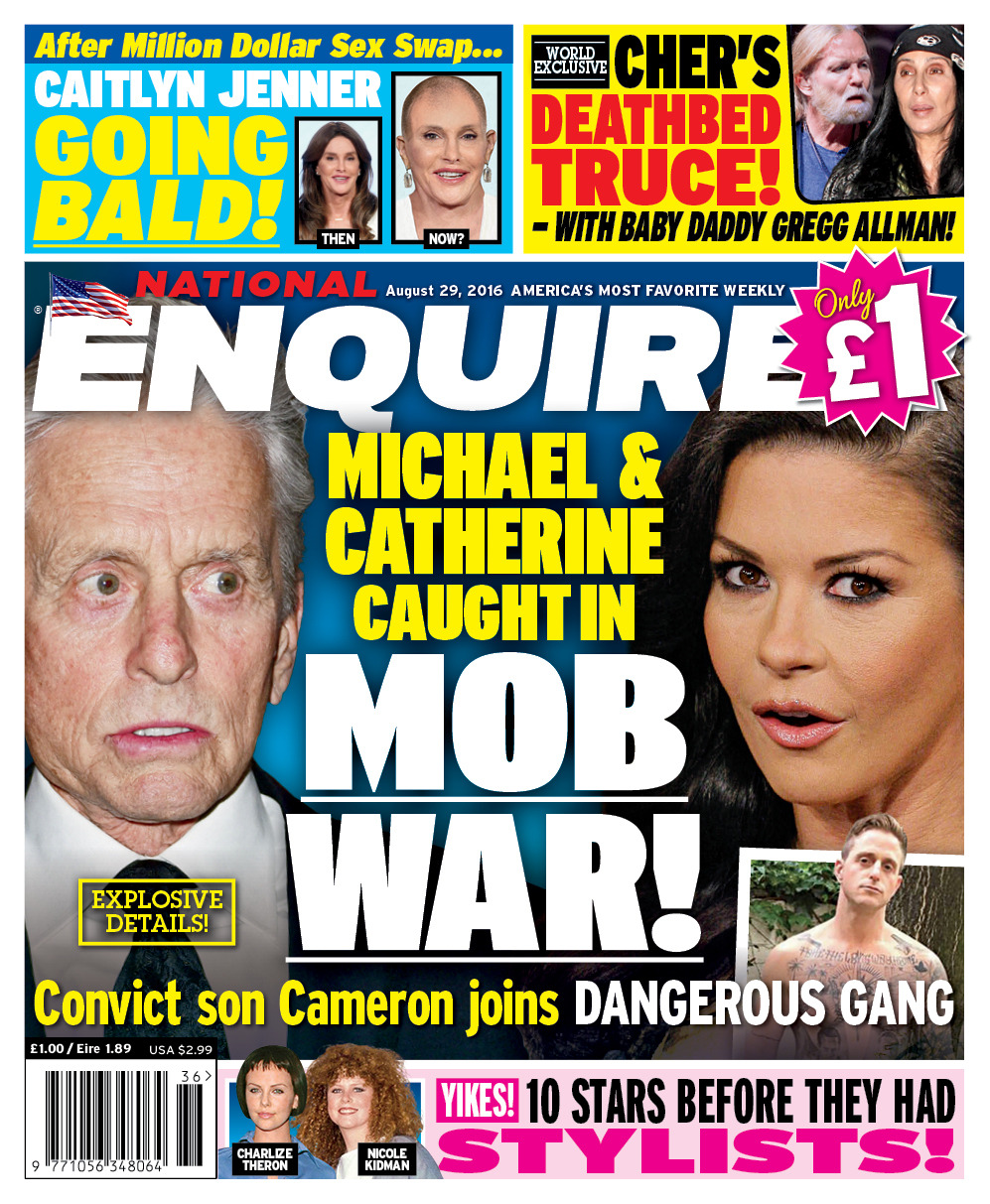 Michael & Catherine Caught In Mob War! Find out all the explosive details of how their convict son Cameron has joined a dangerous gang in the latest issue of the National Enquirer on sale now, go here to find your nearest stockist