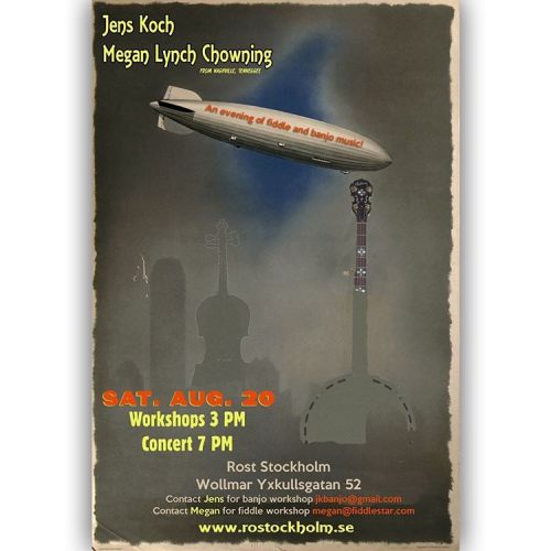 <p>This Saturday! Workshops! Concert! Mimes! Juggling! Not those last two. Come join us in Stockholm… #fiddlebanjo #bluegrass #g2 #jenskoch #stockholm (at Rost Stockholm)</p>