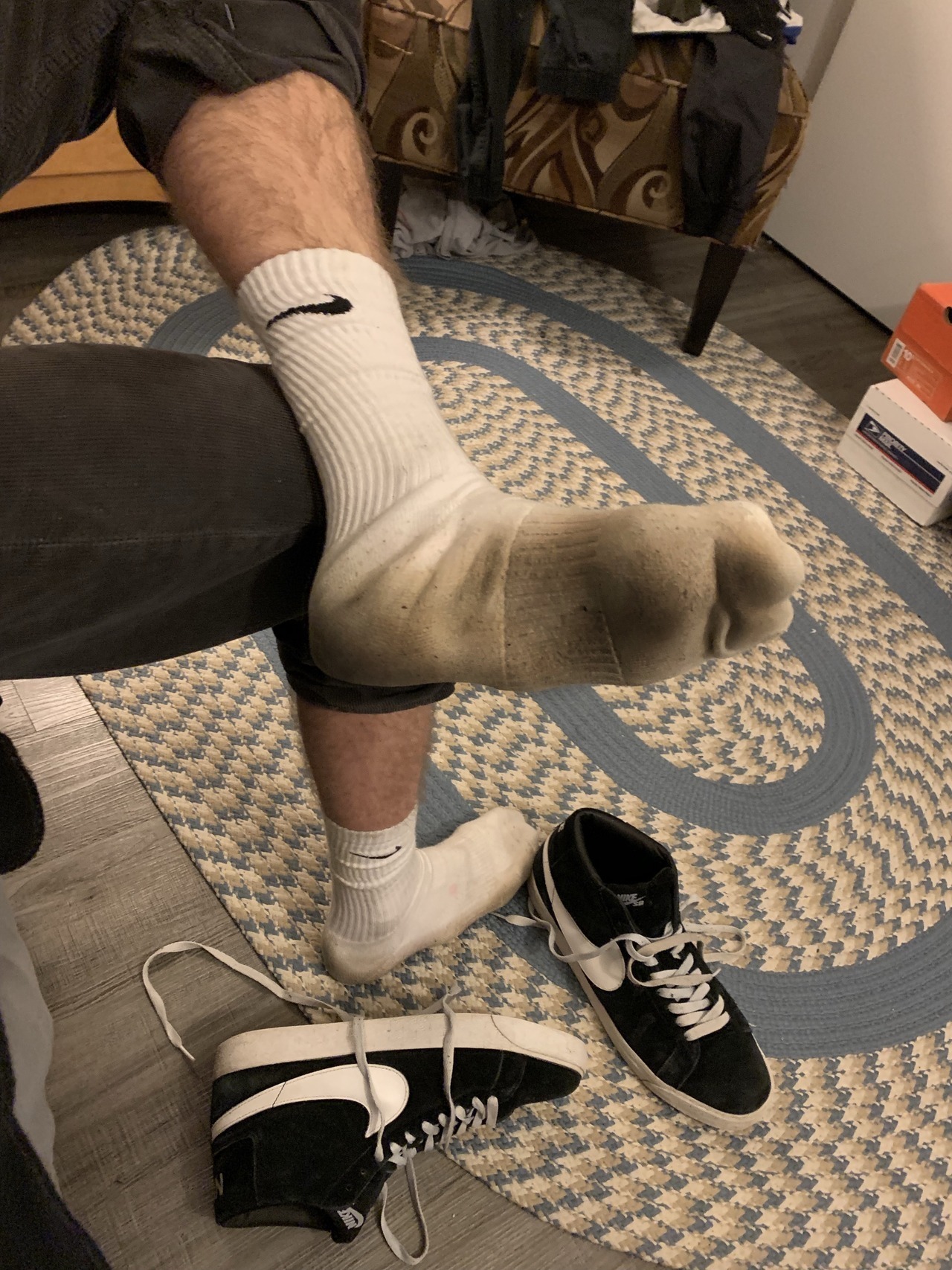 Taking off shoes socks