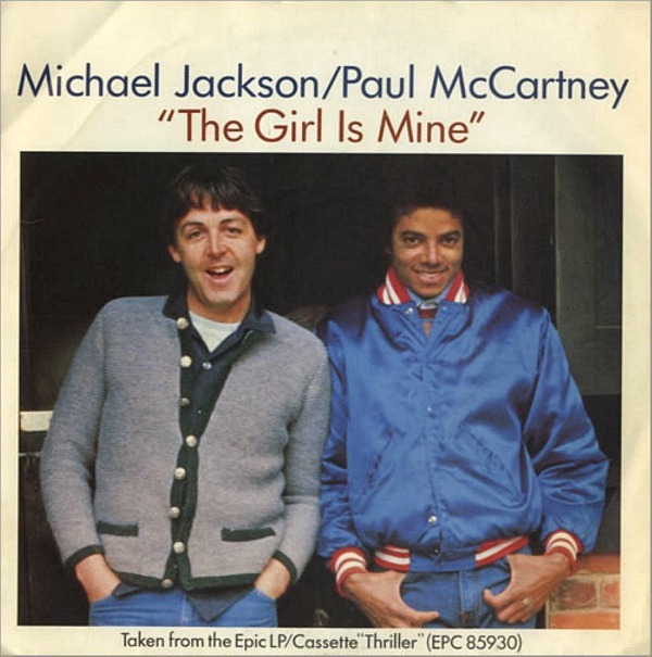 <p><b><a href="http://www.simplyeighties.com/michael-jackson.php#.Vje6b2v1jIV">Michael Jackson</a> </b>and Paul McCartney “The Girl Is Mine”, The lead single from “Thriller” (1982).<br/></p>