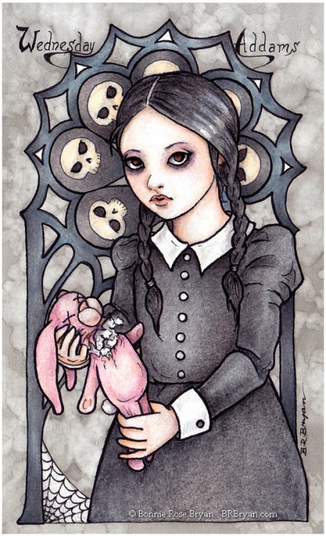 <p>Wednesday Addams, of The Addams Family<br/>ink, watercolour, coloured pencil<br/><br/><a href="http://www.BRBryan.com" target="_blank">www.BRBryan.com</a></p>