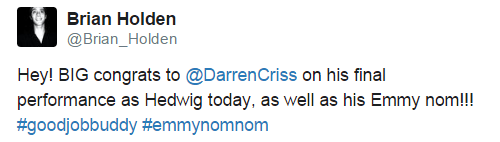 darrenishedwig - Fan Comments and Reviews, and Comments from others, who saw Darren in Hedwig and the Angry Inch on Broadway - Page 3 Tumblr_nrr7oco4XL1uo6446o1_500