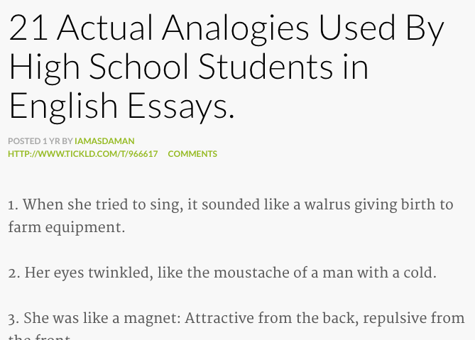 Funny high school essay analogies