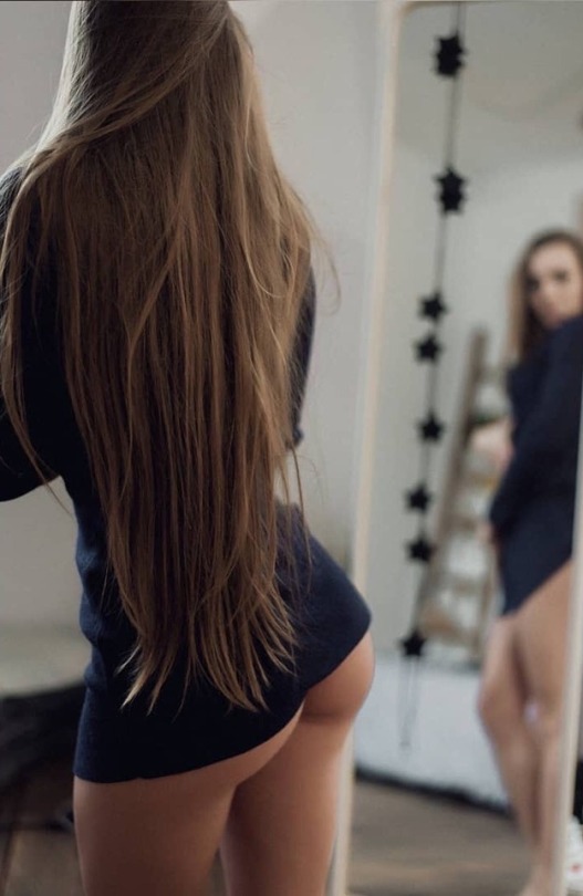 Very long hair masturbation