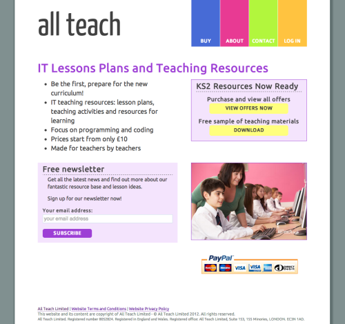 All Teach - Recently launched to help primary teachers confidently teach IT.
Our new website developed using HTML5 is now ready and is bursting with plans, flipcharts and resources to help teach a new IT. There is also a free sample pack for...