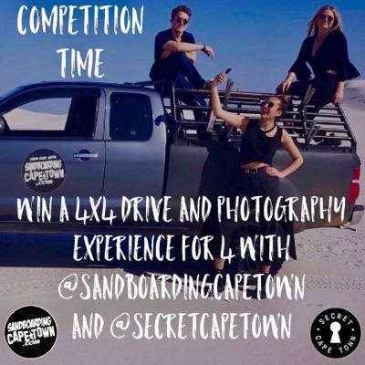 <p>*COMPETITION TIME*</p>
<p>Have you been 4x4 driving in the Atlantis dunes yet? Do you love new experiences? This is your chance to WIN an experience of a lifetime!</p>
<p>WIN a 60-minute 4x4 Drive and Photography opportunity for You and 3 friends!!</p>
<p>All you have to do is</p>
<p>1. Follow @secretcapetown and @sandboardingcapetown</p>
<p>2. Like this post, on both pages</p>
<p>3. Tag the 3 people you would take with.</p>
<p>We will then pick one lucky winner on Friday the 26th of April. YES it’s that easy!</p>
<p> (at Atlantis 4x4 Dunes)<br/>
<a href="https://www.instagram.com/p/BwmLHRqJvRM/?utm_source=ig_tumblr_share&igshid=qp33beis9l2v">https://www.instagram.com/p/BwmLHRqJvRM/?utm_source=ig_tumblr_share&igshid=qp33beis9l2v</a></p>